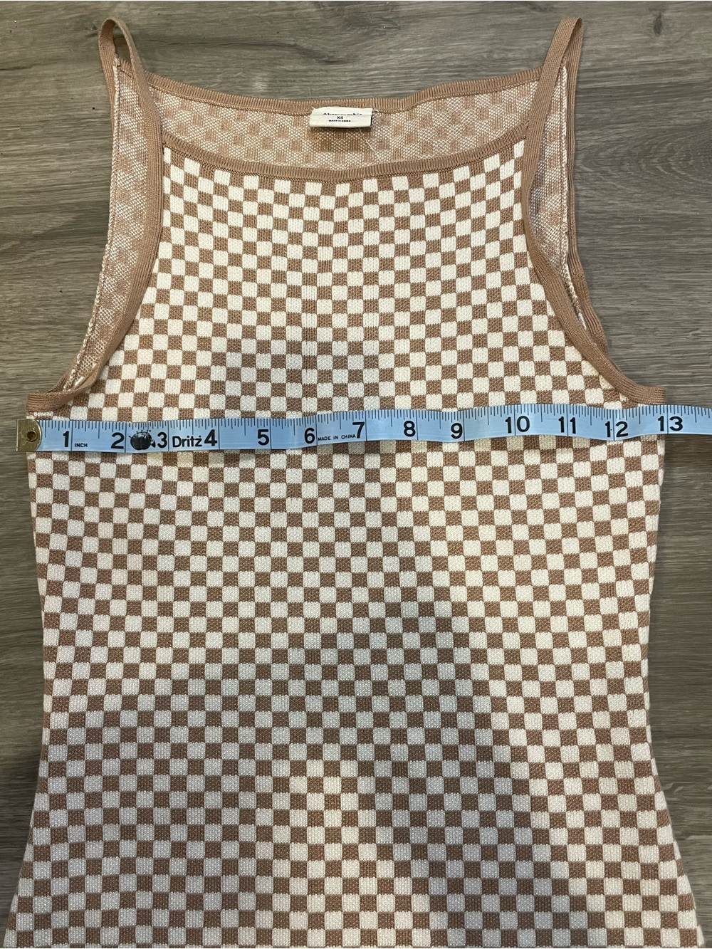 NWT Abercrombie & Fitch Beige and Cream Checkered Mini Dress - Picture 6 of 6